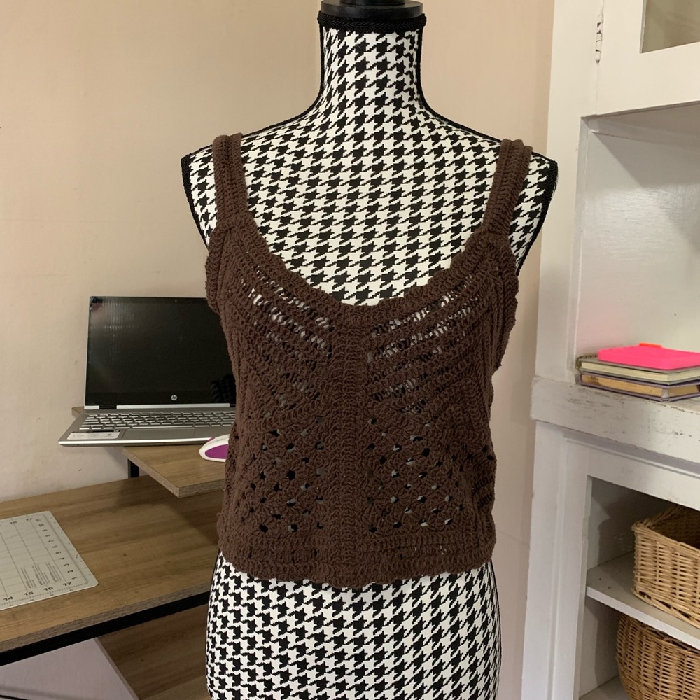 See through knit crop top